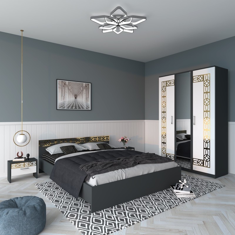 Dormitor Eva Gri Cu Oglinda