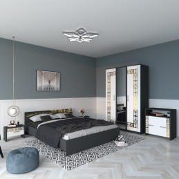 Dormitor Eva Gri Cu Oglinda + Comoda Tv