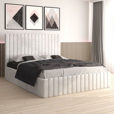 Pat Tapitat Luca Alb + Saltea Lux Ortopedica