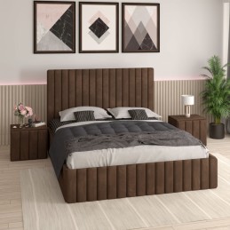 Pat Tapitat Luca Maro+ Saltea Lux Ortopedica + Noptiere Tapitate