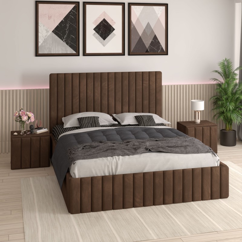 Pat Tapitat Luca Maro+ Saltea Lux Ortopedica + Noptiere Tapitate