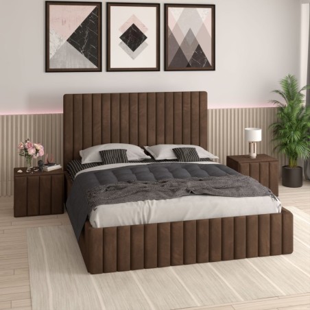 Pat Tapitat Luca Maro+ Saltea Lux Ortopedica + Noptiere Tapitate