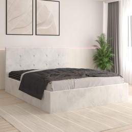 Pat Tapitat Filip Alb + Saltea 20cm Grosime