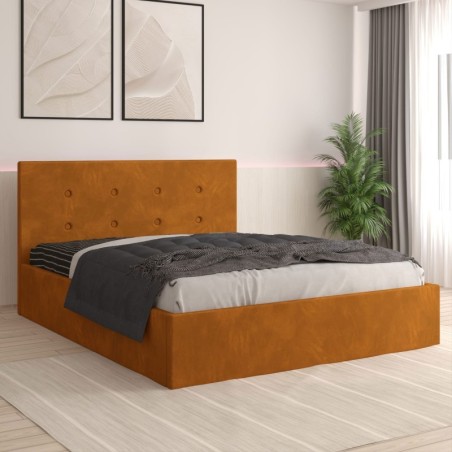 Pat Tapitat Filip Caramiziu + Saltea 20cm Grosime