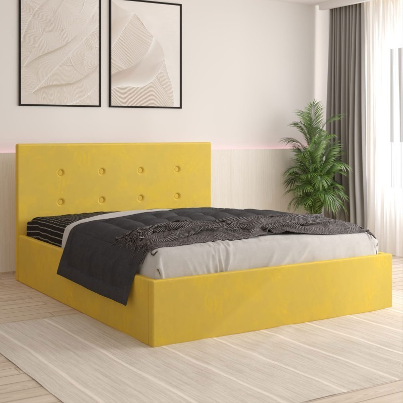 Pat Tapitat Filip Galben+ Saltea 20cm Grosime