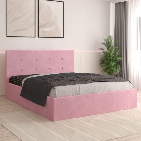 Pat Tapitat Filip Roz + Saltea 20cm Grosime