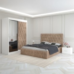 Dormitor Eric Crem Cu Dulap Tapitat