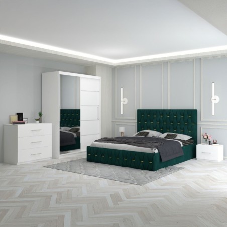 Dormitor Eric Verde  + Comoda 3 Sertare
