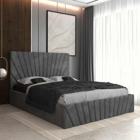 Pat Tapitat Toma Gri + Saltea Lux Ortopedica