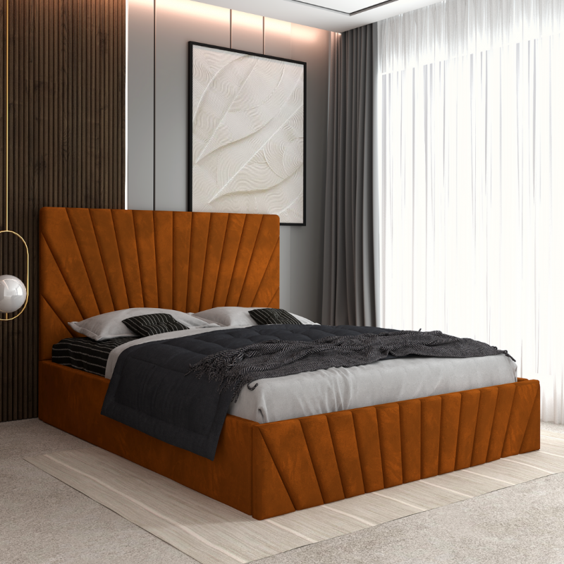 Pat Tapitat Toma Caramiziu + Saltea Lux Ortopedica