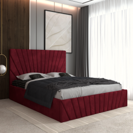 Pat Tapitat Toma Visiniu + Saltea Lux Ortopedica