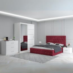 Dormitor Eric Rosu+ Comoda 3 Sertare