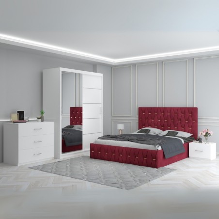 Dormitor Eric Rosu+ Comoda 3 Sertare