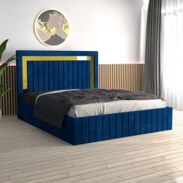 Pat Tapitat Ianis Albastru + Saltea Lux Ortopedica