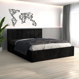 Pat Tapitat Sorin Negru + Saltea Lux Ortopedica