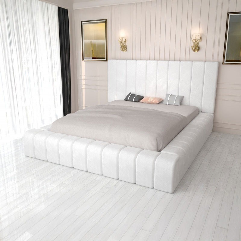 Pat Tapitat Complet Cod 01 Alb + Saltea Lux Ortopedica