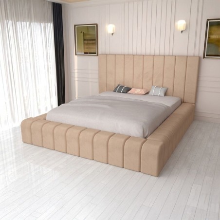 Pat Tapitat Complet Cod 01 Crem + Saltea Lux Ortopedica