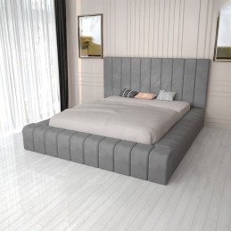 Pat Tapitat Complet Cod 01 Gri + Saltea Lux Ortopedica