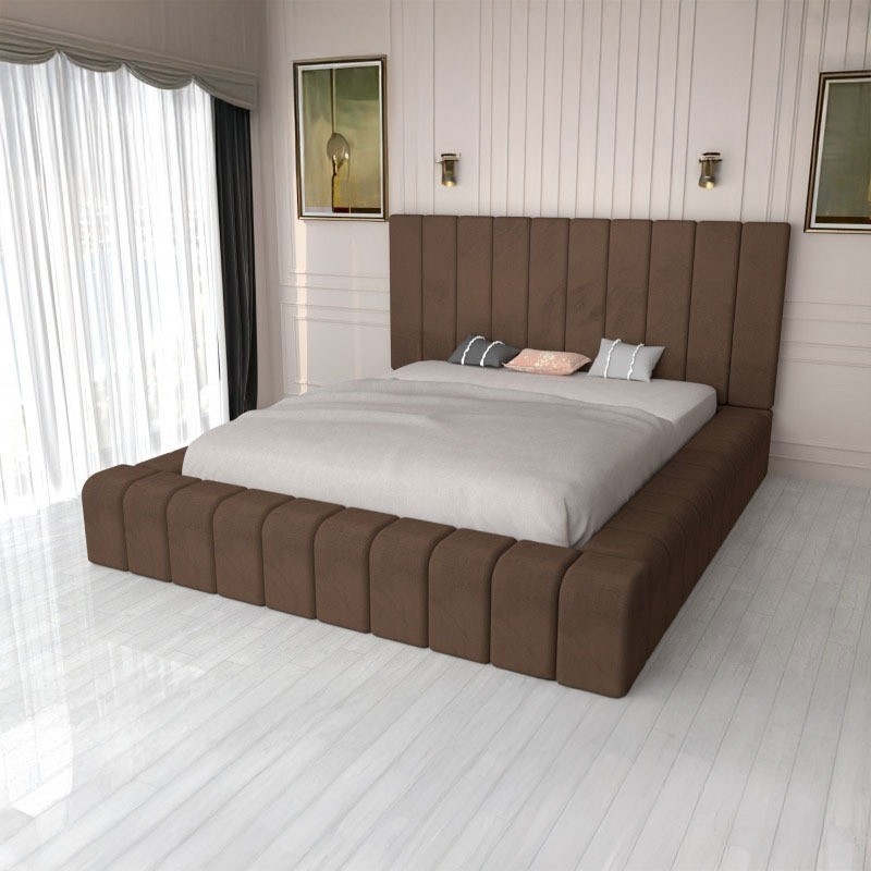 Pat Tapitat Complet Cod 01 Maro + Saltea Lux Ortopedica