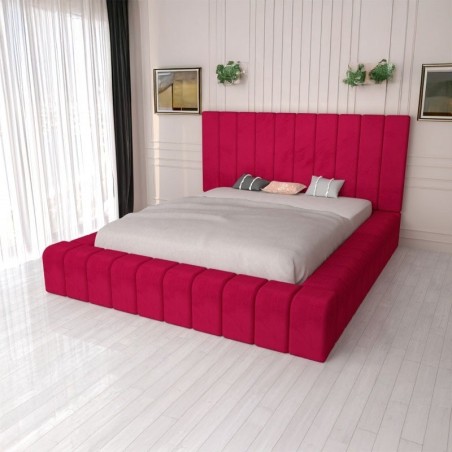 Pat Tapitat Complet Cod 01 Rosu + Saltea Lux Ortopedica