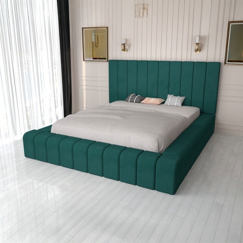 Pat Tapitat Complet Cod 01 Verde + Saltea Lux Ortopedica