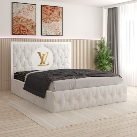 Pat Luis Alb 01 Tapitat 160x200 + Saltea LUx Ortopedica