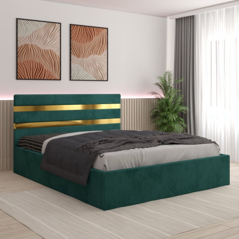 Pat Tapitat Clio Verde  + Saltea 20cm Grosime