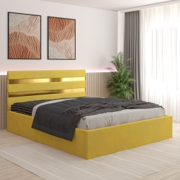 Pat Tapitat Clio Galben + Saltea 20cm Grosime