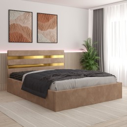 Pat Tapitat Clio Crem + Saltea 20cm Grosime