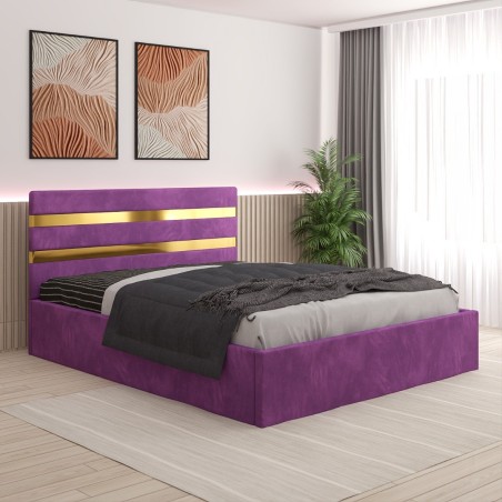 Pat Tapitat Clio Mov + Saltea 20cm Grosime