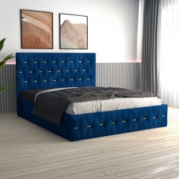 Pat Tapitat Eric Albastru + Saltea 20cm Grosime