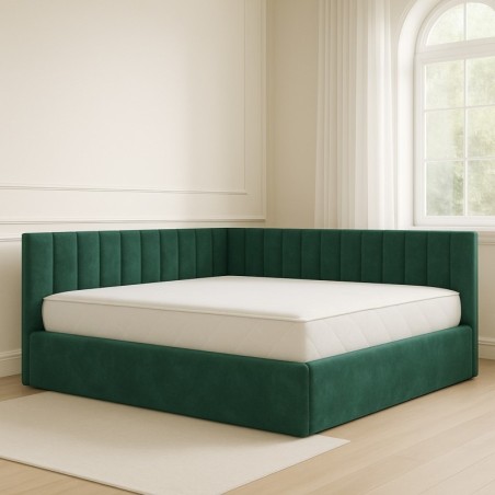 Pat Tapitat De Colt Verde Catifea Premium + Saltea Lux Ortopedica