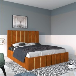 Pat Tapitat Mexic Caramiziu + Saltea 20cm Grosime