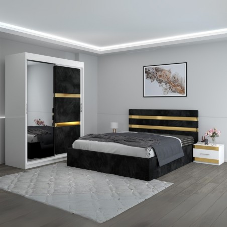 Dormitor Clio Negru Cu Dulap Tapitat