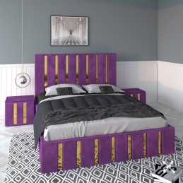 Pat Tapitat Mexic Mov + Saltea Lux Ortopedica + Noptiere Tapitate