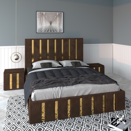 Pat Tapitat Mexic Maro + Saltea Lux Ortopedica + Noptiere Tapitate