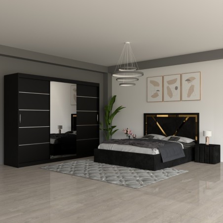 Dormitor VLN Negru cu Dulap 250cm