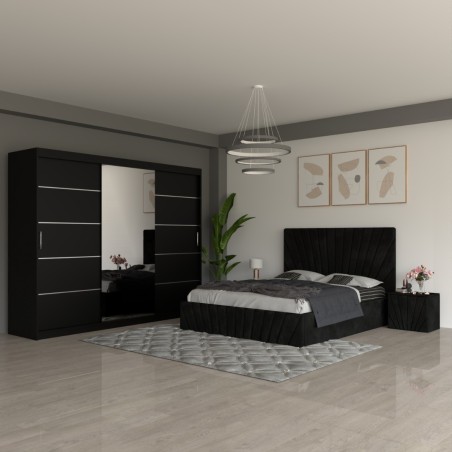 Dormitor Toma Negru cu Dulap Negru 250cm