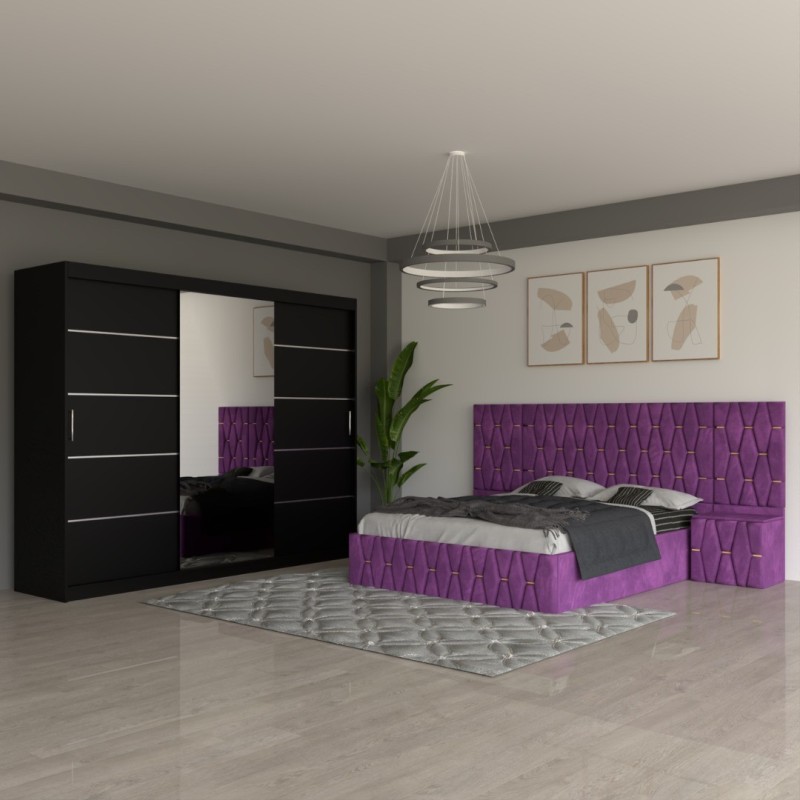 Dormitor Eric Mov Cu Extensii Dulap Negru 250 cm