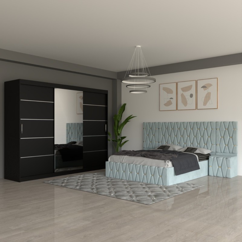 Dormitor Eric Lemon Cu Extensii Dulap Negru 250 cm
