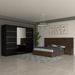 Dormitor Eric Maro Cu Extensii Dulap Negru 250 cm